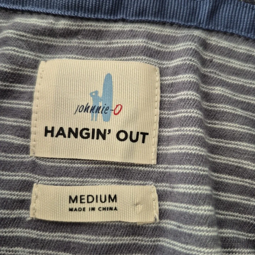 Johnnie O Pullover Mens Medium Light‎ Gray Striped JMKO 2140 Hangin Out Sweater - Picture 4 of 10